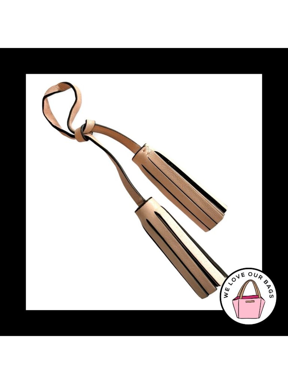 COACH LEGACY Light Pink Leather Tassel Strap Bag Charm Hang Tag Keychain Fob